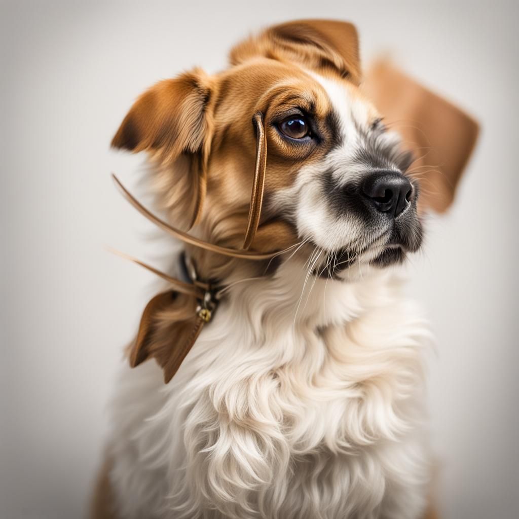 Whimsical Canine Portrait with Wings
