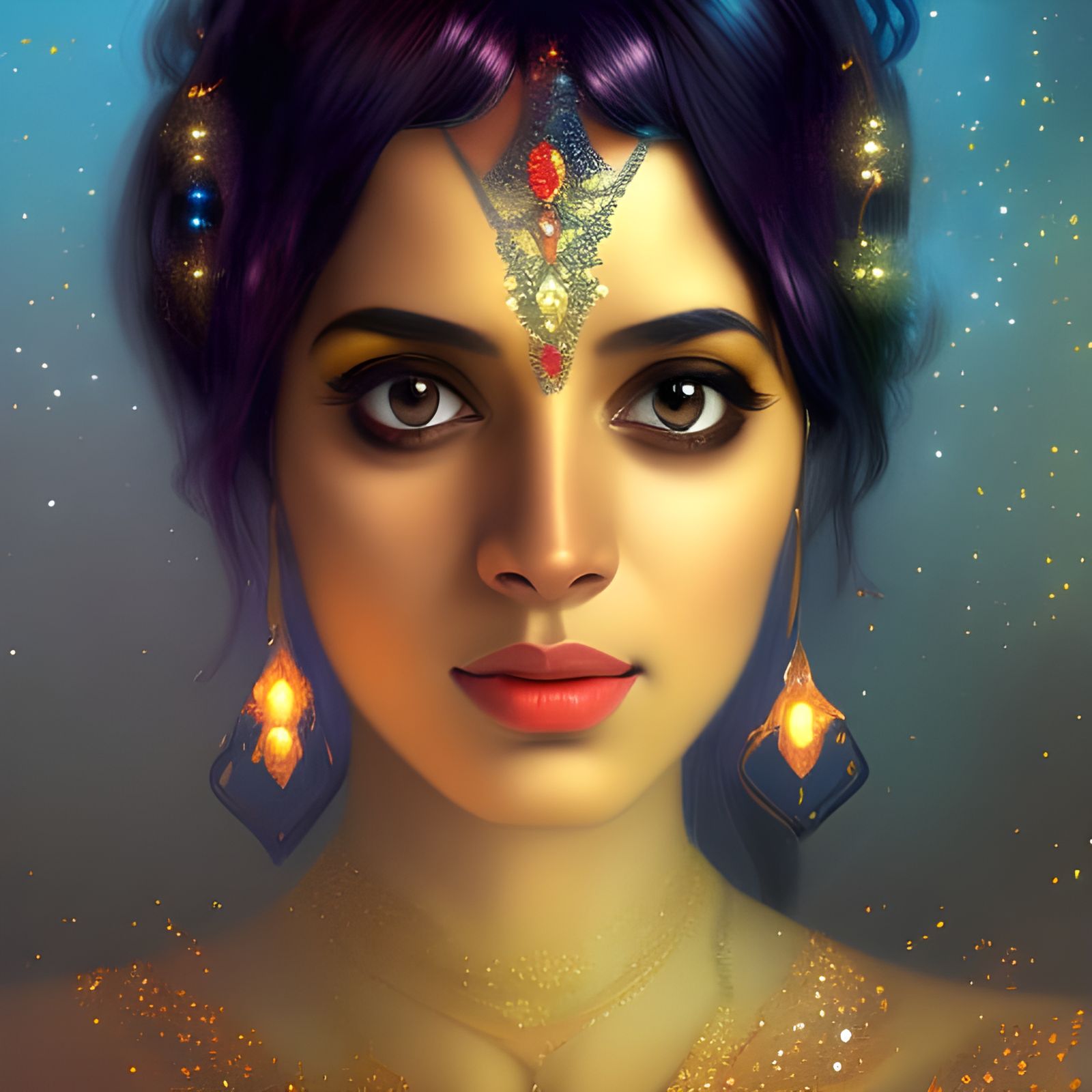 Sparkling Indian Bellydancer Portrait in Art Nouveau Style