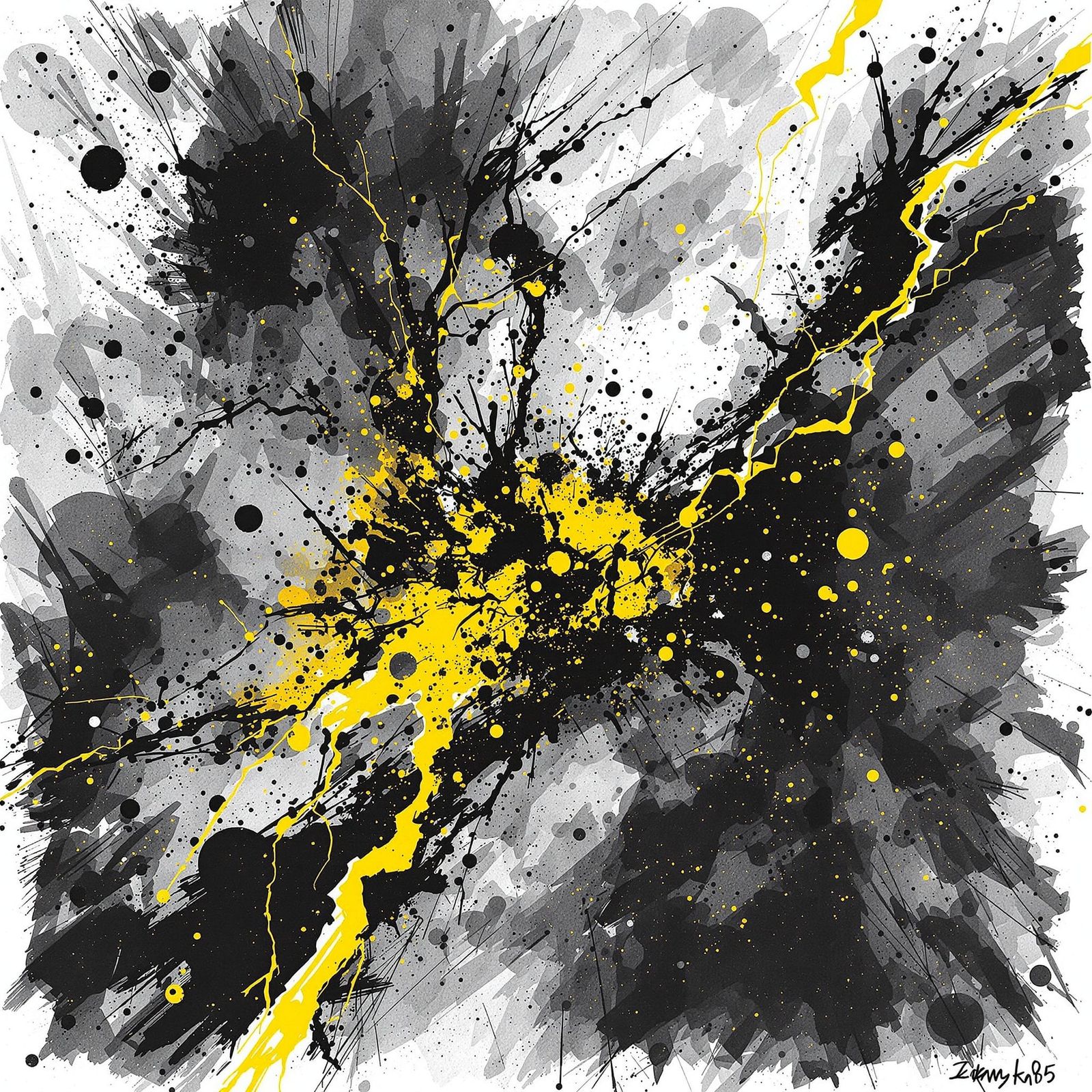 Exploding Nebulas in Abstract Mixed-Media Illustration