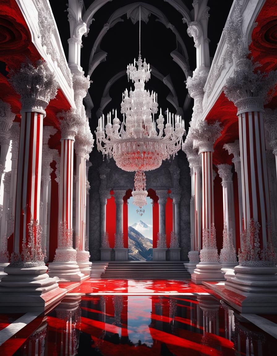 Opulent Marble Castle Interior with Optical Illusion