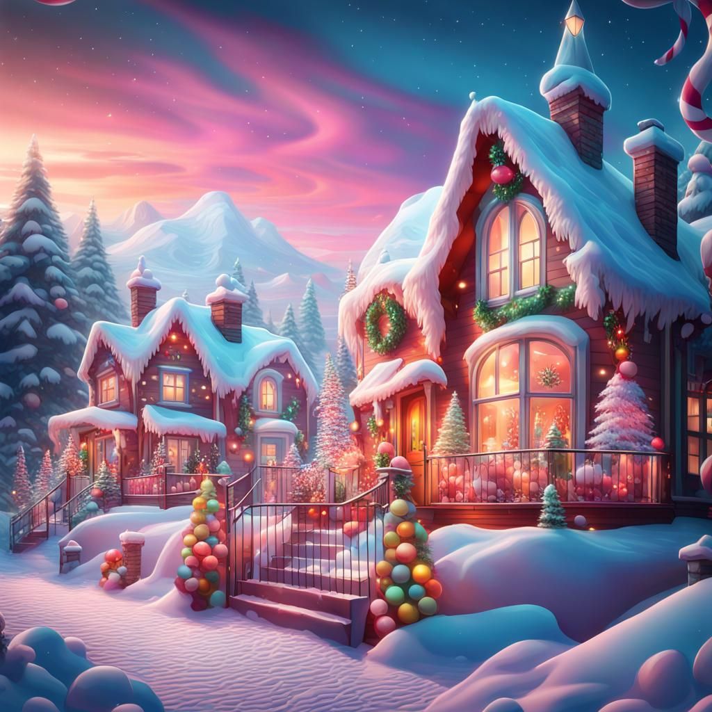 Magical Christmas Home in Candy Art Style