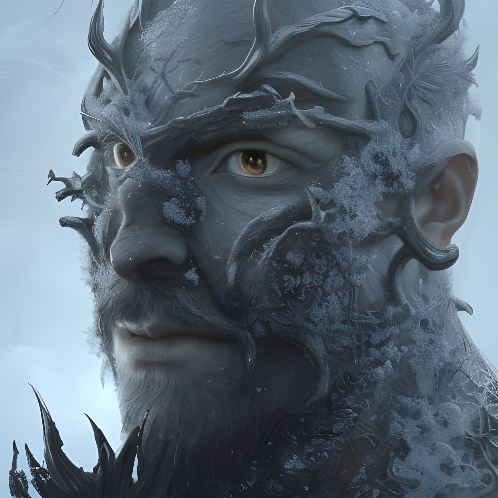 Moonlit Portrait of Snowy Mangrove King in Dark Fantasy Styl...