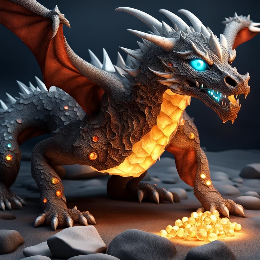 Gemstone Dragon in Hyperrealistic 64K Rendering