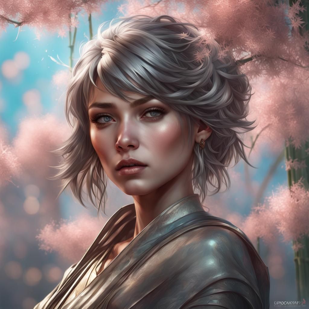 Silver Charm Girl Portrait in Hyperdetailed Style