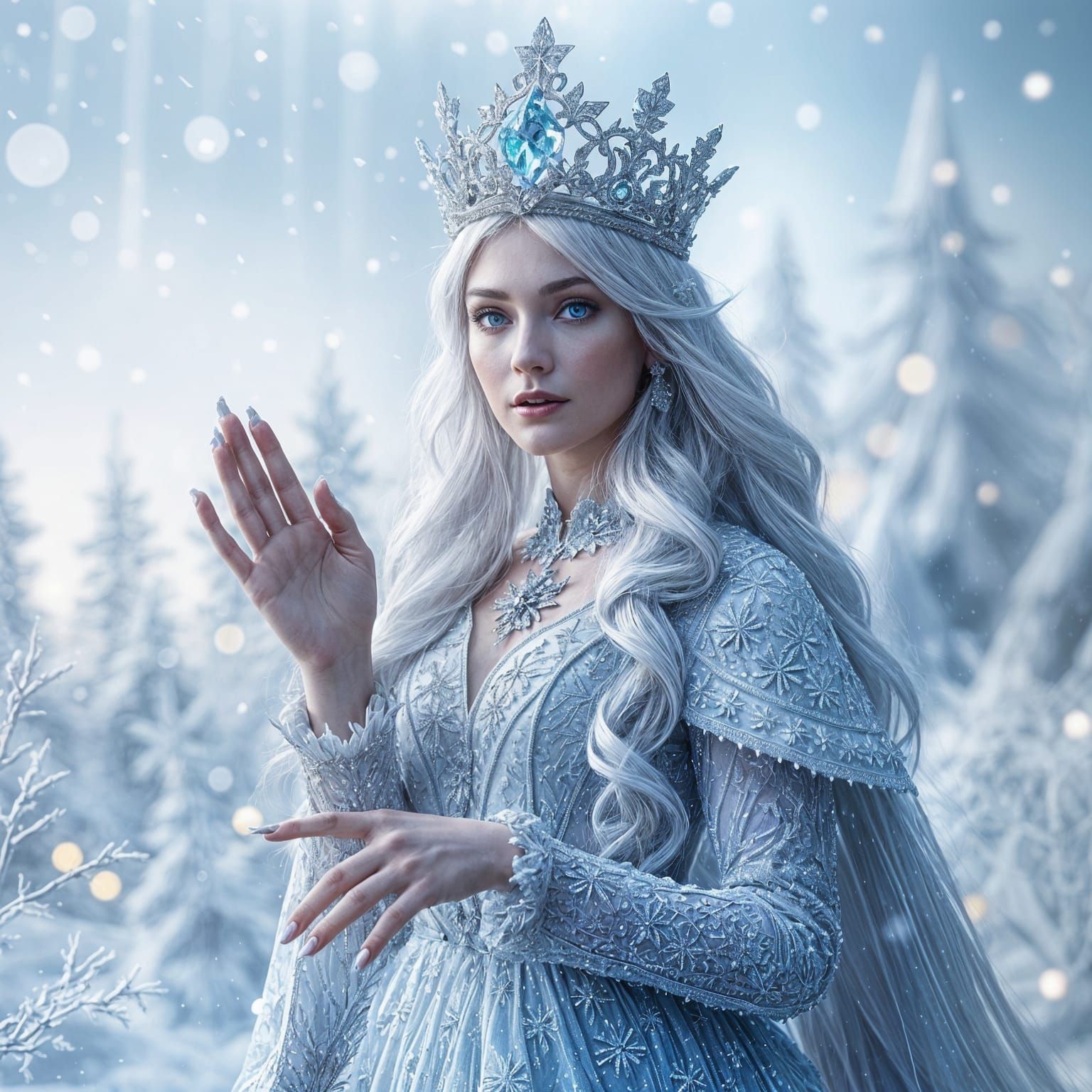 Majestic Ice Queen in Winter Wonderland Portrait