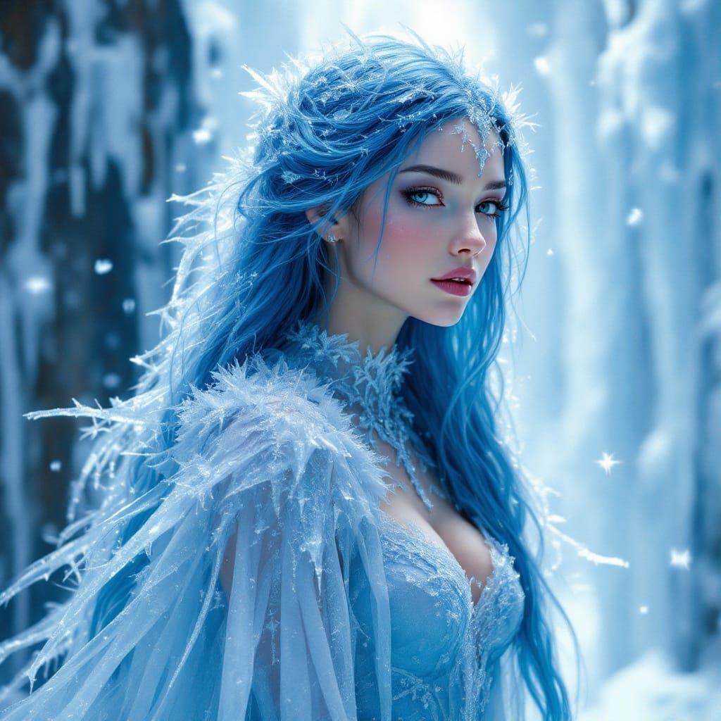 Ice Queen: Serene Digital Art Portrait