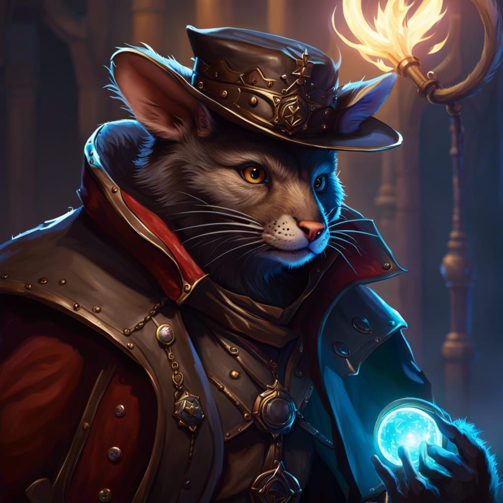 Wererat Mage Adventurer in Dark Fantasy Style