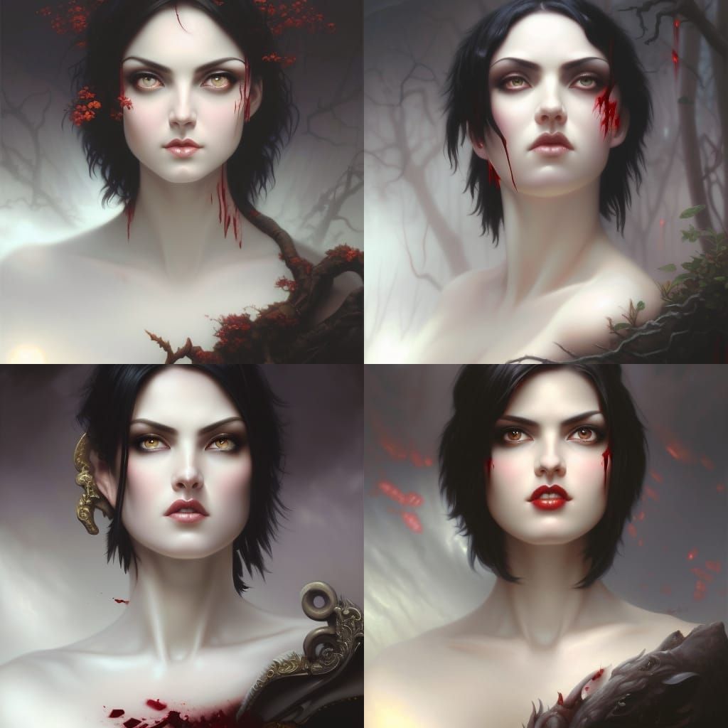 Sinister Beauty: Ethereal Fantasy Oil Painting