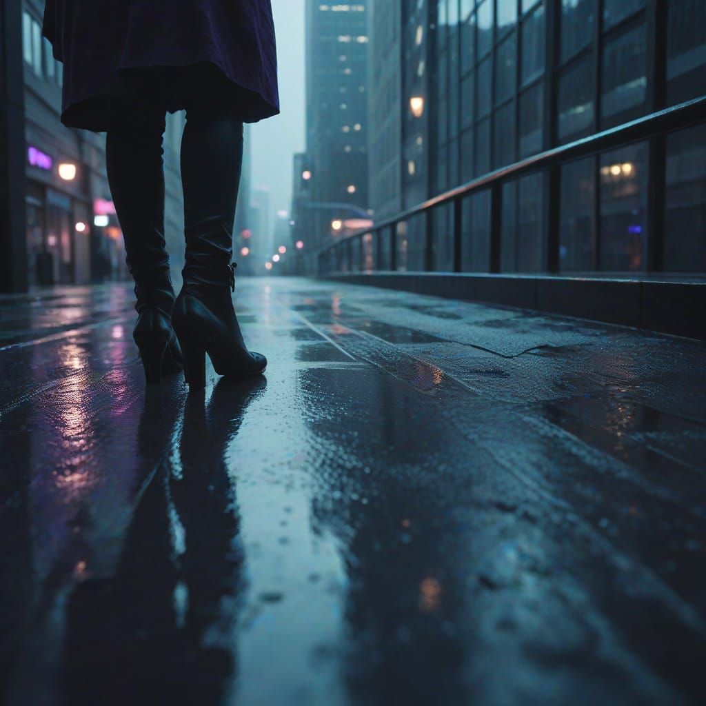 Moody Figure on Skyscraper Edge in Cinematic Style