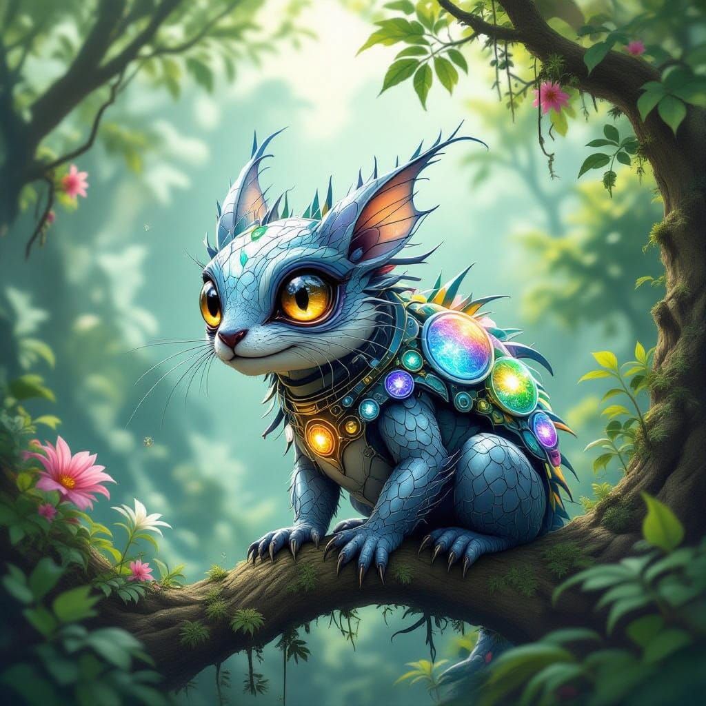 Alien Opossum Hybrid in Surreal Cosmic Jungle