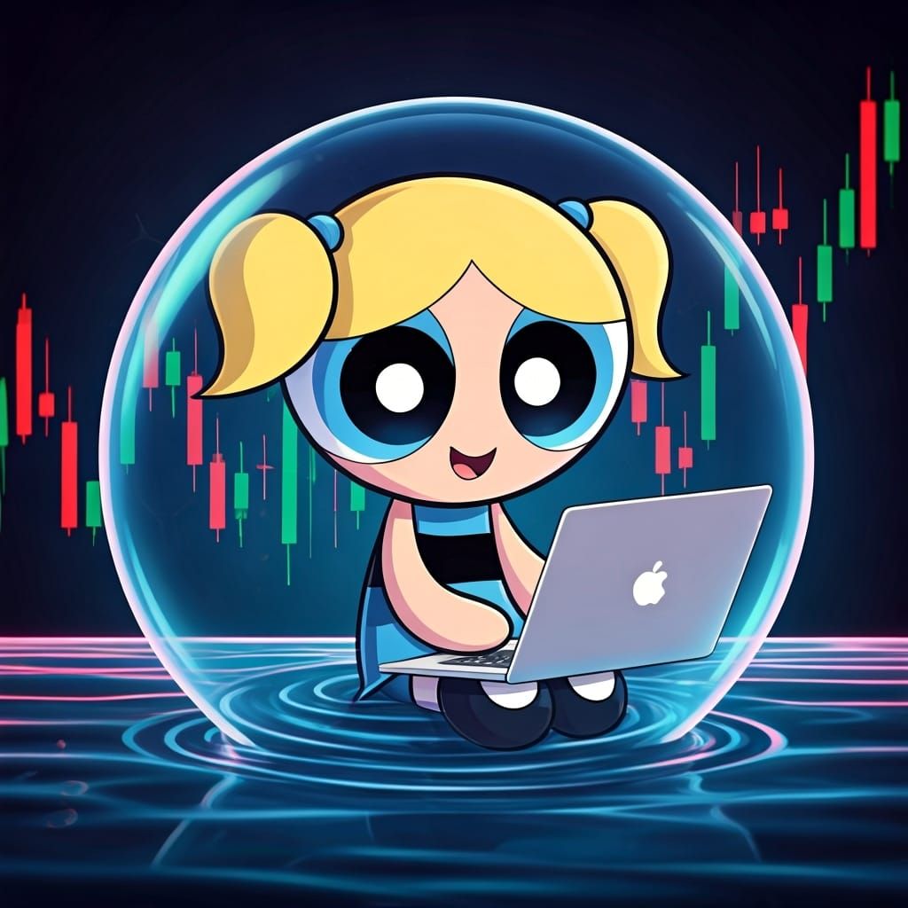 Bubbles from Powerpuff Girls Invests in Synthwave Style
