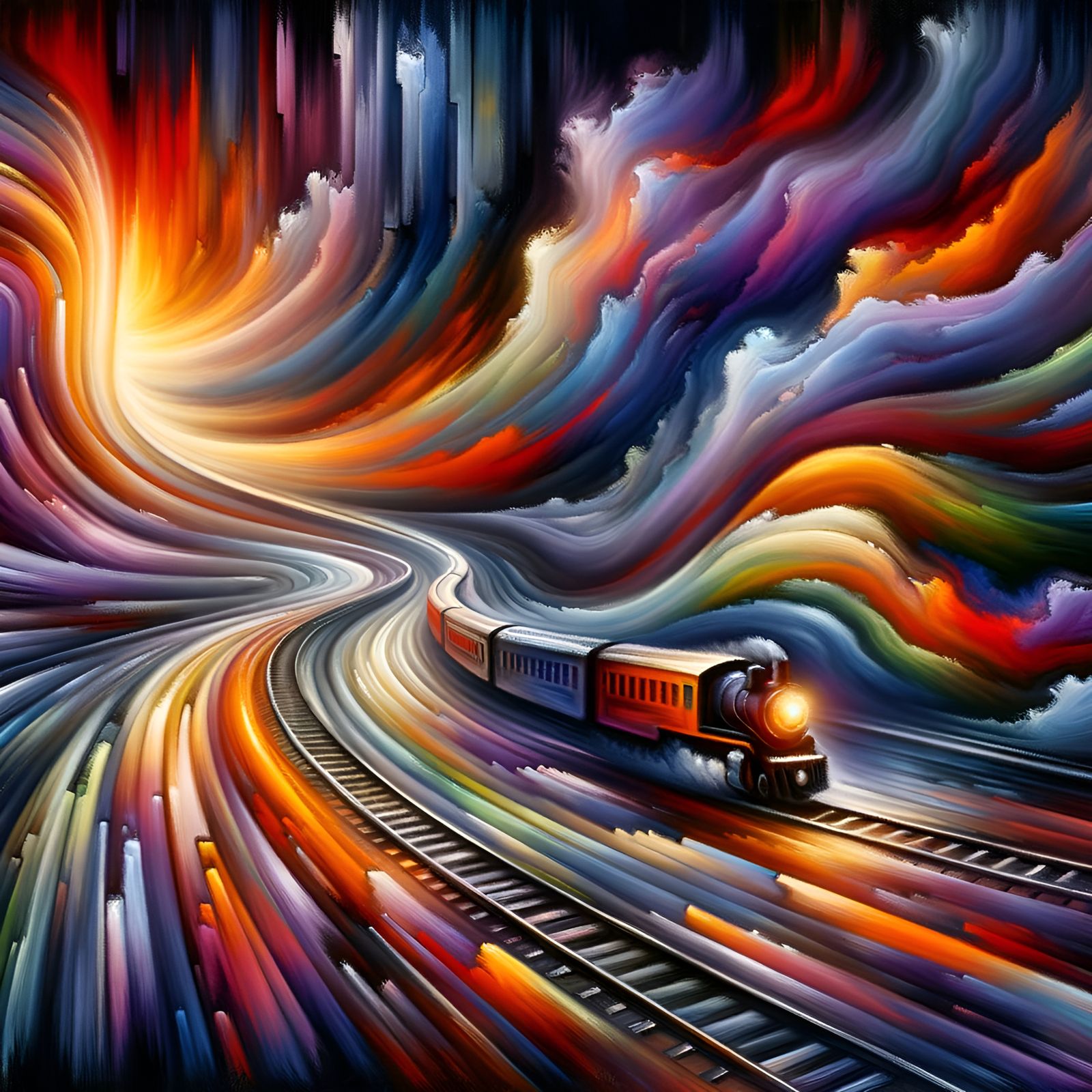 Abstract Runaway Train in Orphism Style