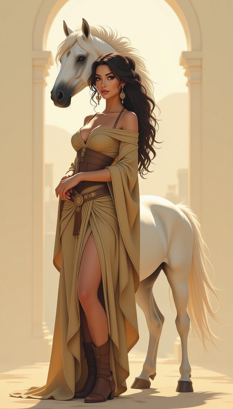 Majestic Female Equine Hybrid in Digital Painting