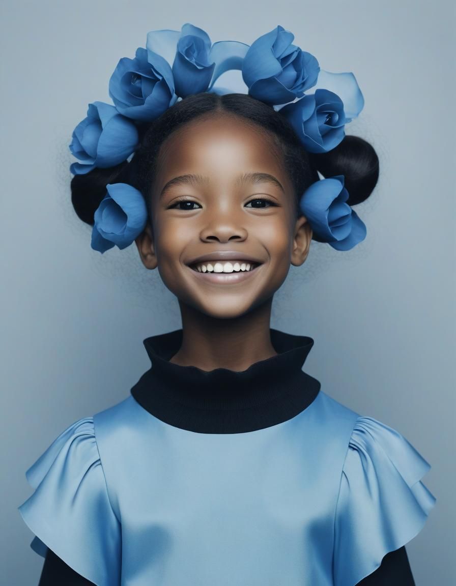 Ethereal Portrait of a Smiling Girl in Hypermodern Style