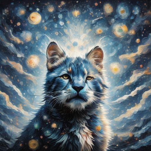 Abstract Portrait in Van Gogh Style with Swirling Colors