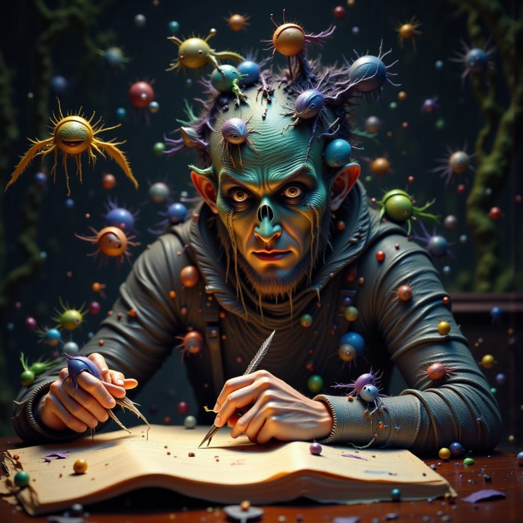 Overwhelmed: A Desk Scene in Fantasy Art Style