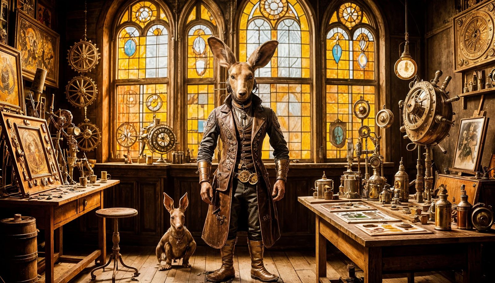 Aardvark Painter in Renaissance Steampunk Workshop