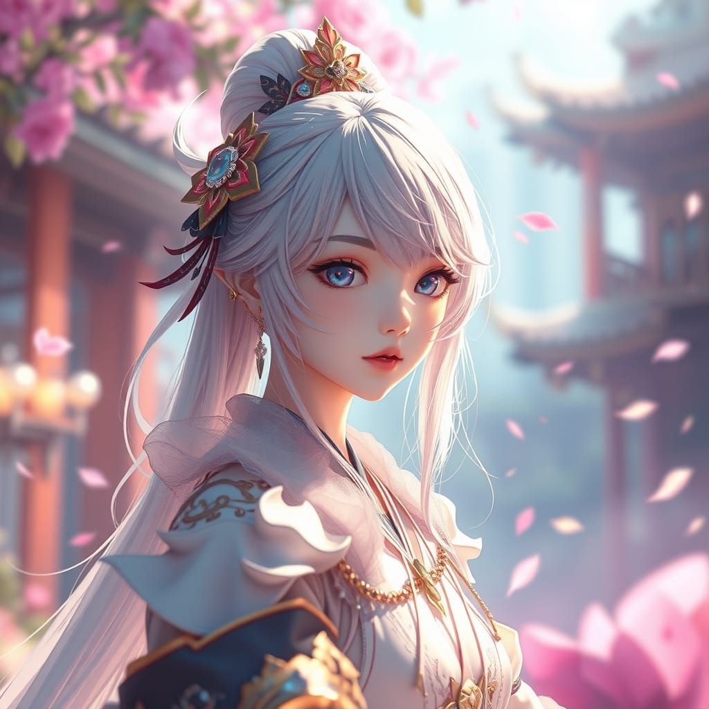 Dreamy Anime Goddess in Ethereal Realism