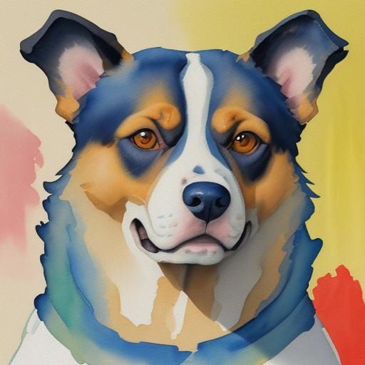 Dog Logo in Gouache Style, Impasto Texture