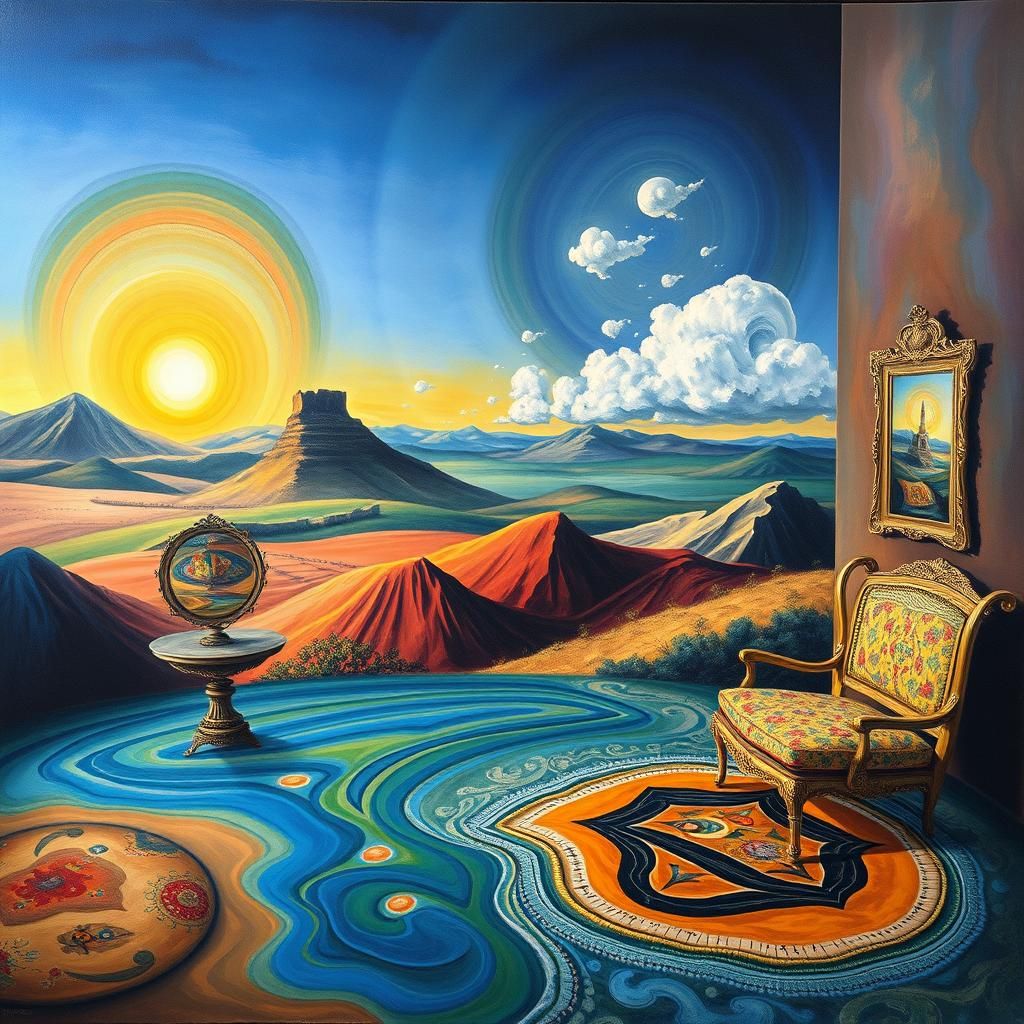 Surreal Room with a View in Vivid Colors