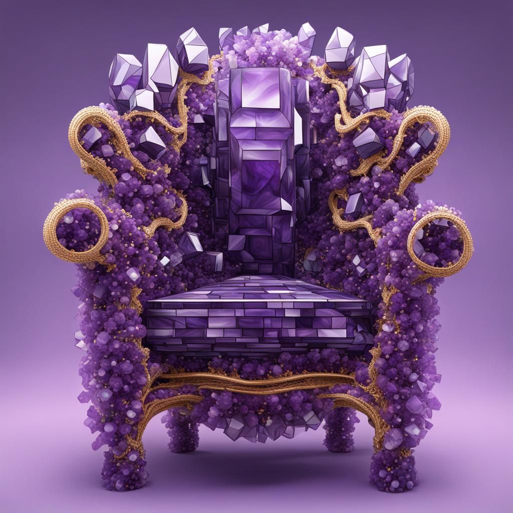 Amethyst and Onyx Crystal Throne with Fractal Design