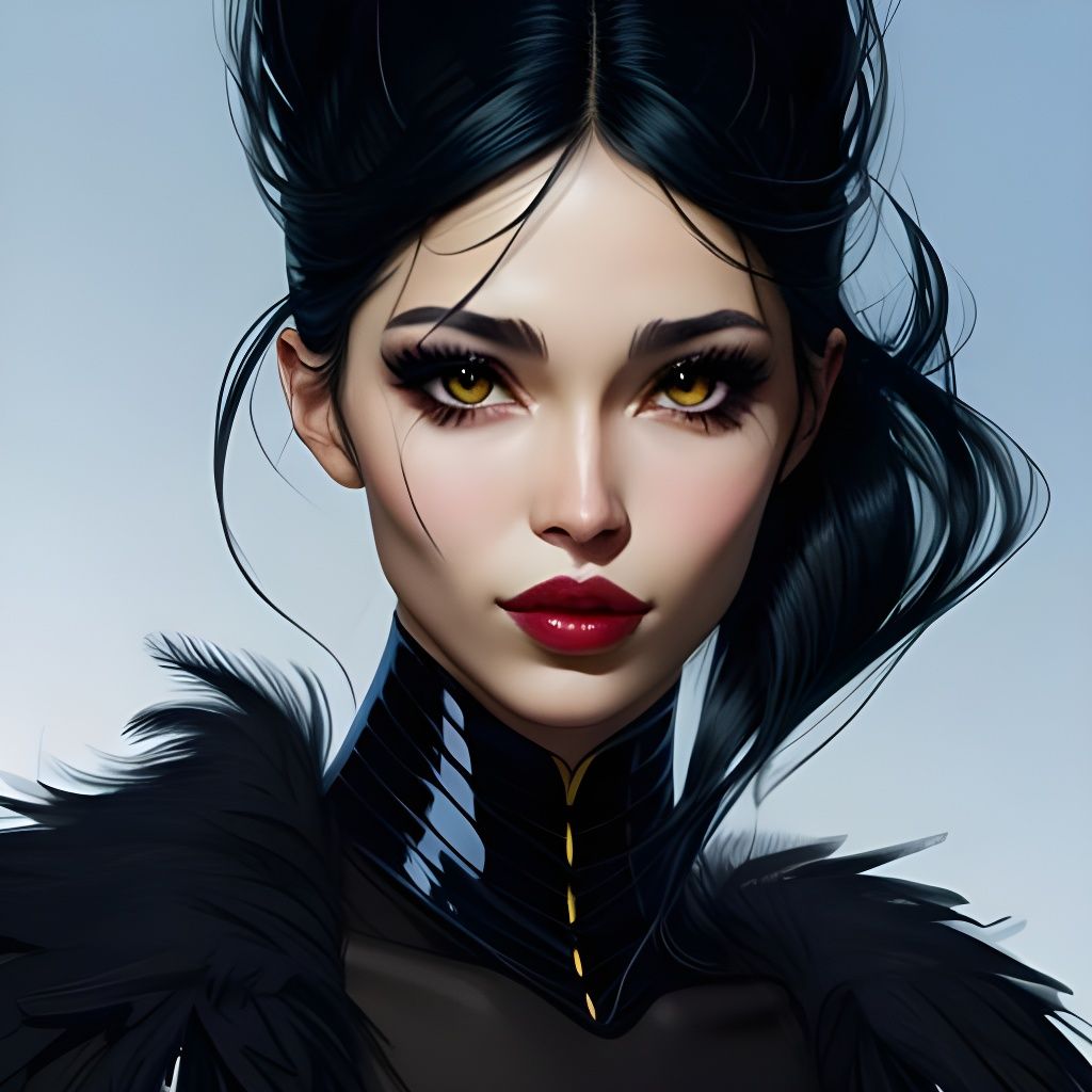 Sinister Wild Woman Portrait in Black and White