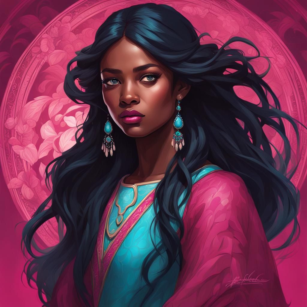 Gorgeous Teen Girl Portrait in Art Nouveau Style