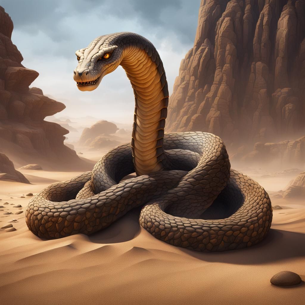 Giant Sand King Cobra in Detailed Matte Painting