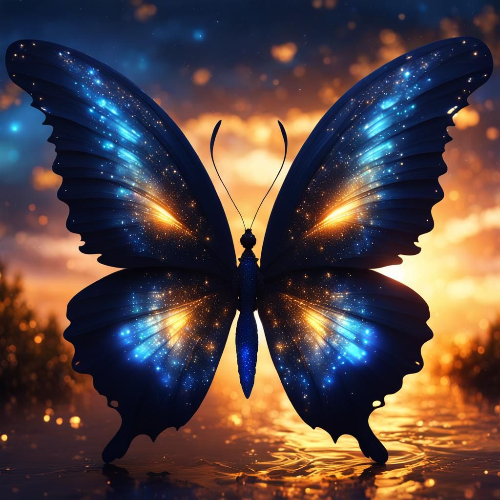 Galaxy Butterfly at Sunset: Mystical Digital Art