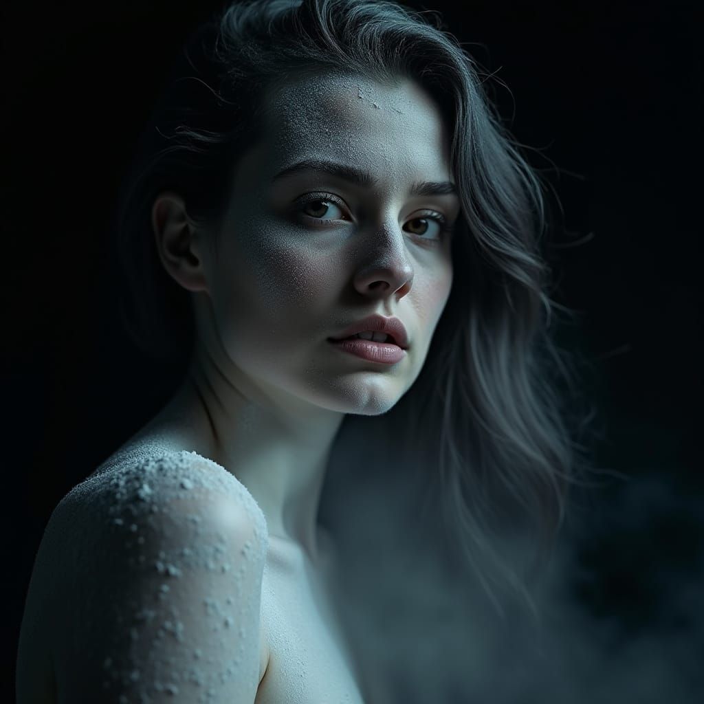 Soft Focus Portrait of a Woman Radiant with Baby Powder Glow