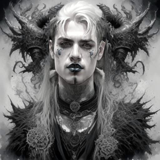 Surreal Watercolor Portrait of a Gothic Gentleman