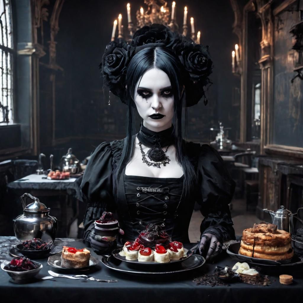 Gothic Gastronomy Portrait in Abstract Style