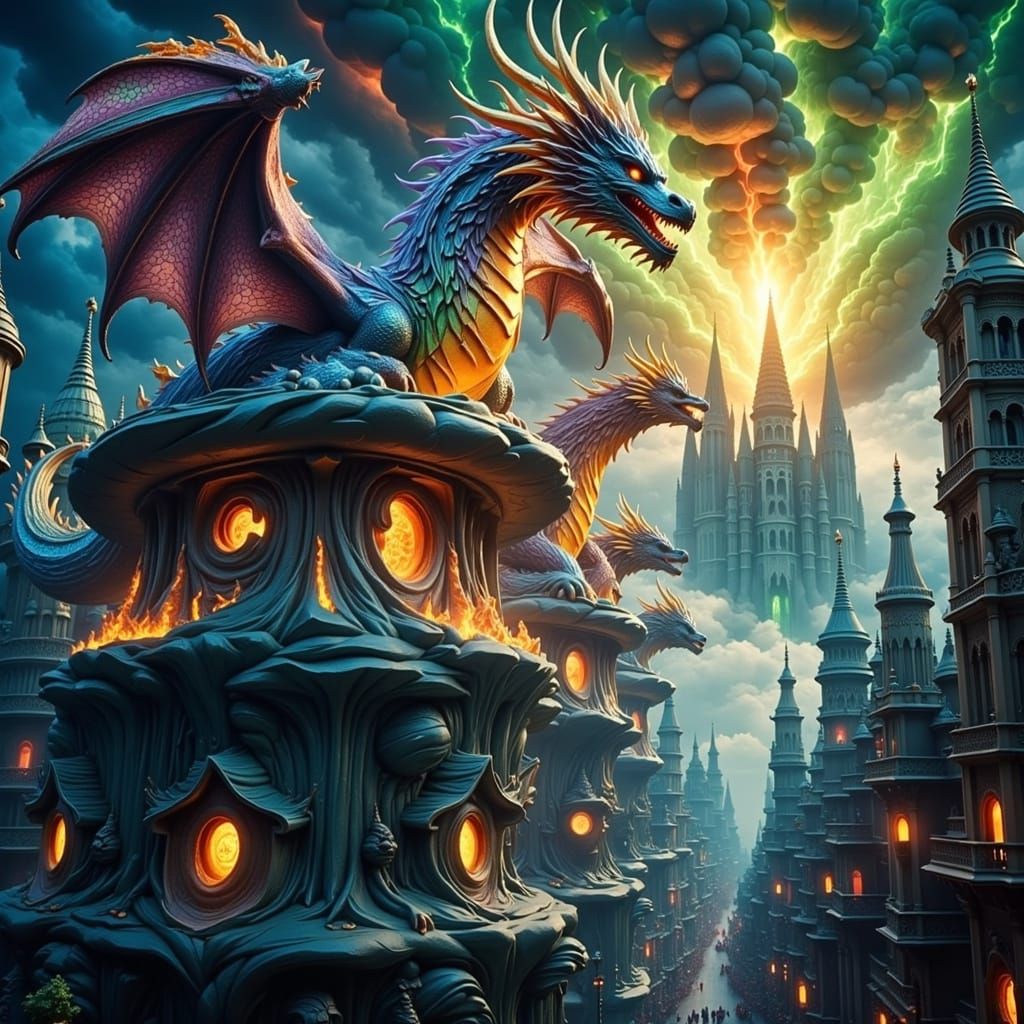 Surreal Las Fallas Festival in Valencia, 3D Art