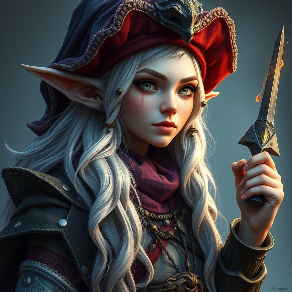 Albino Gnome Woman of Fantasy in Deep Color