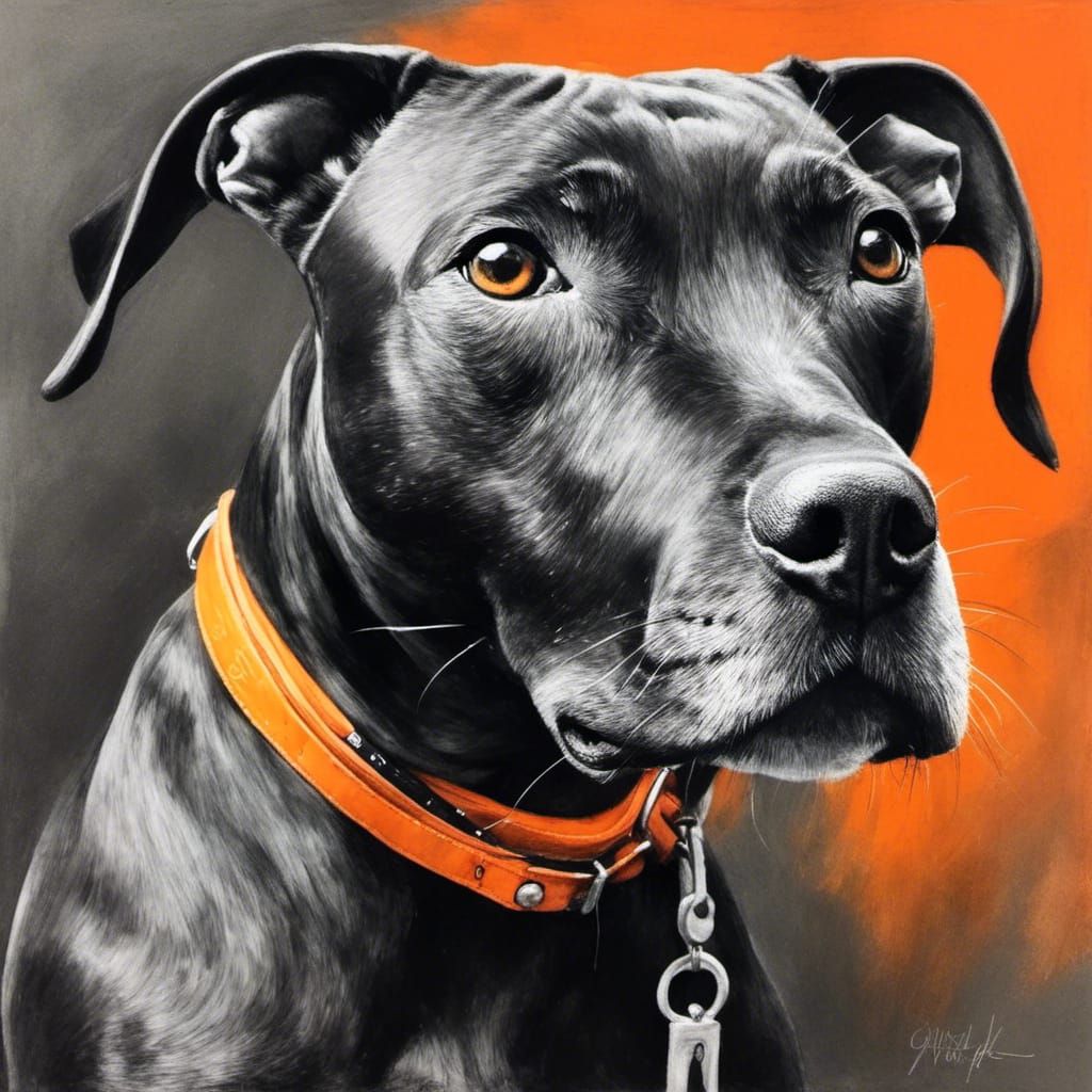 Charcoal Drawing of Luka with Orange Accents