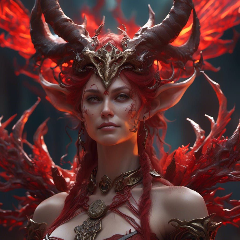 Hyperrealistic Red Scaled Demon Portrait