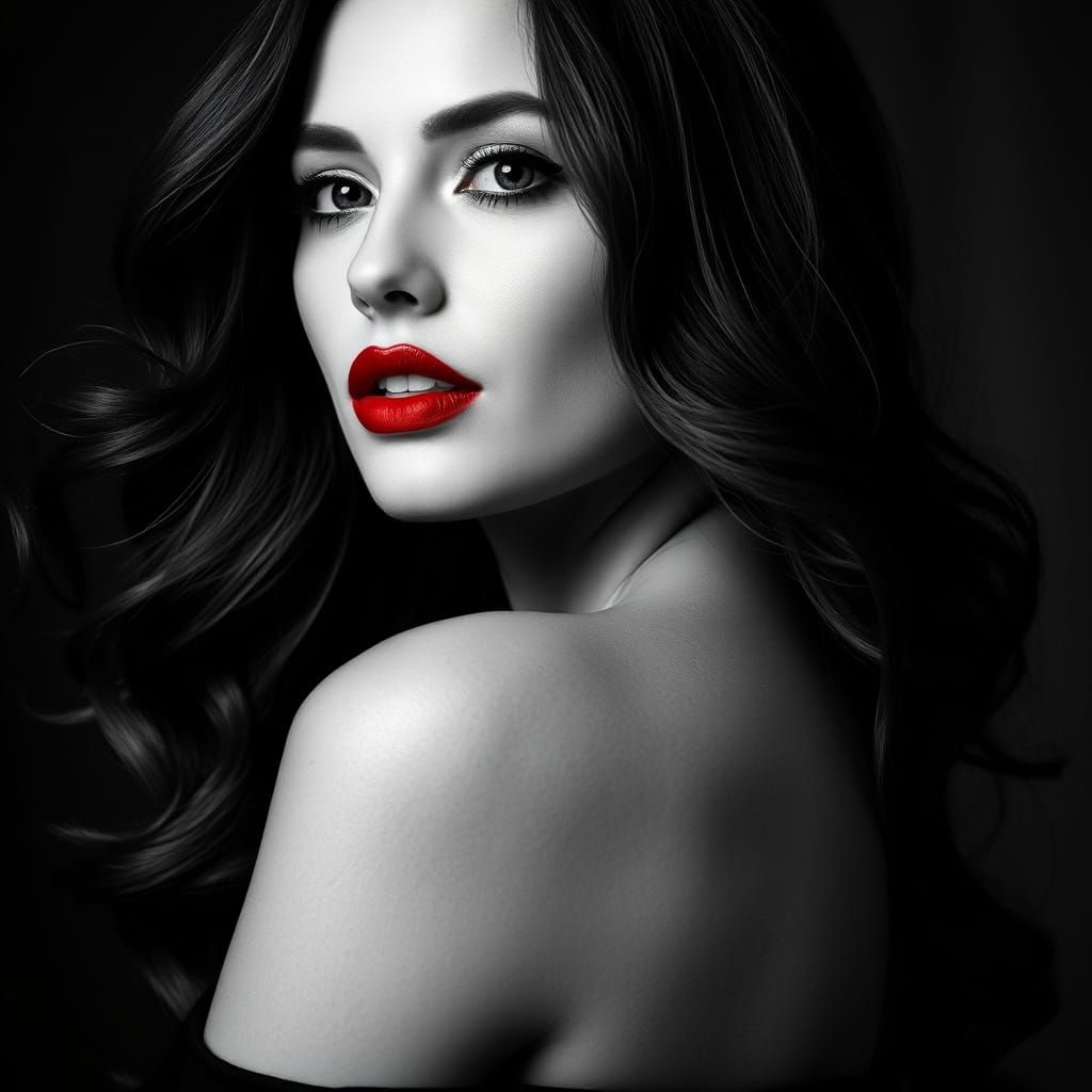 Timeless Glamour Portrait in High Contrast Black and White