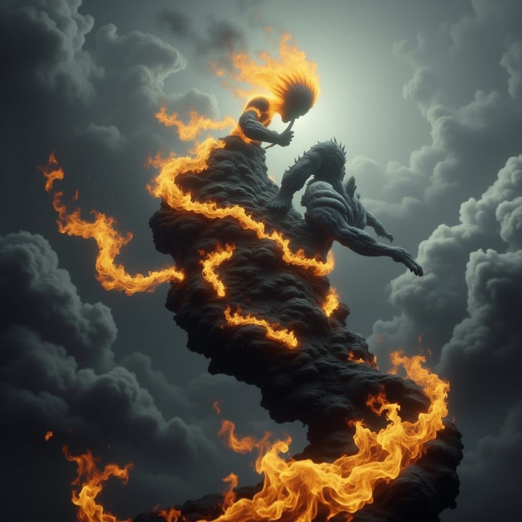 Tendrils of Flame Rise in a Fiery Aesthetic