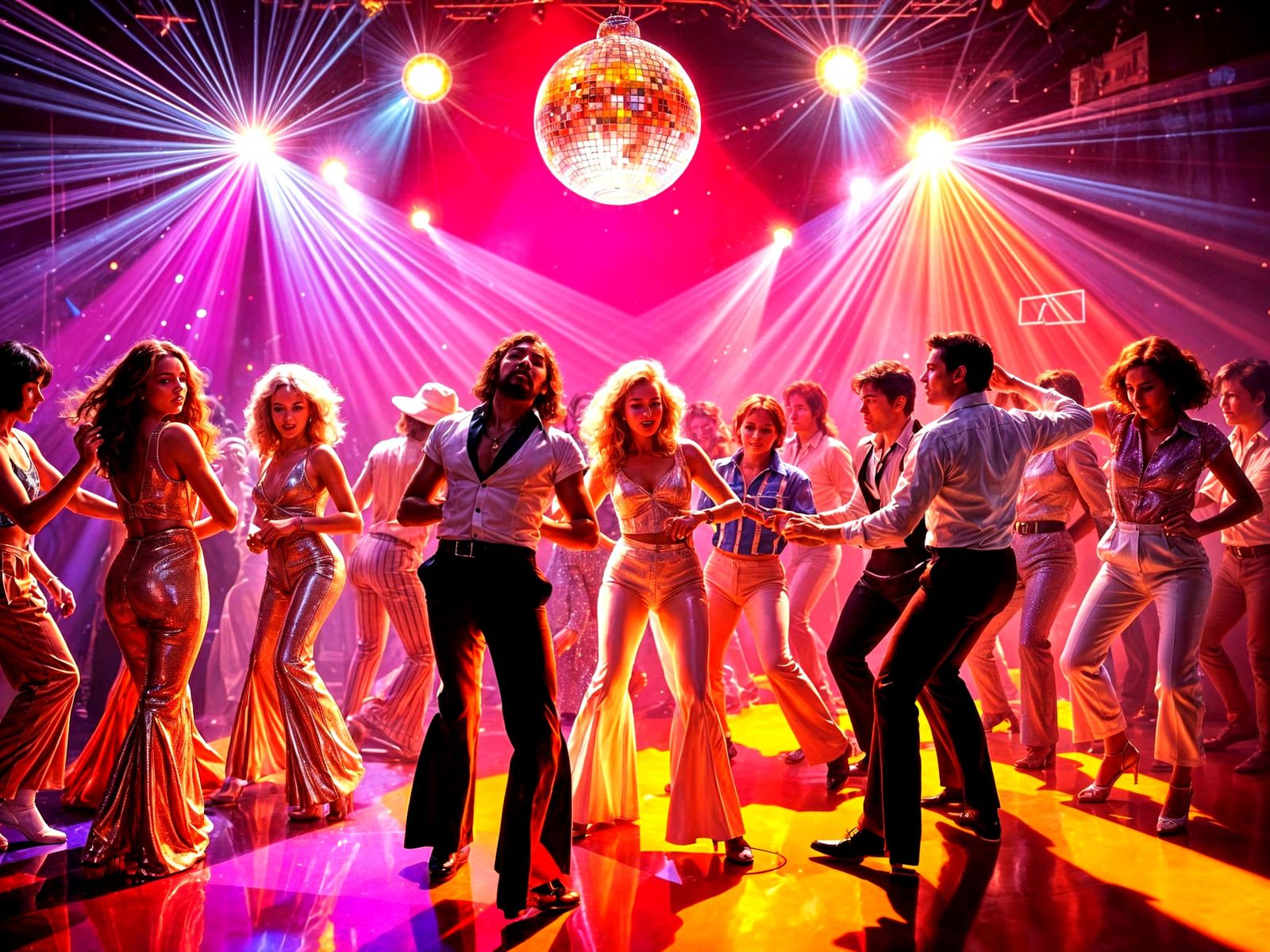 Lively 1970s Disco Scene Unfolds on a Saturday Night