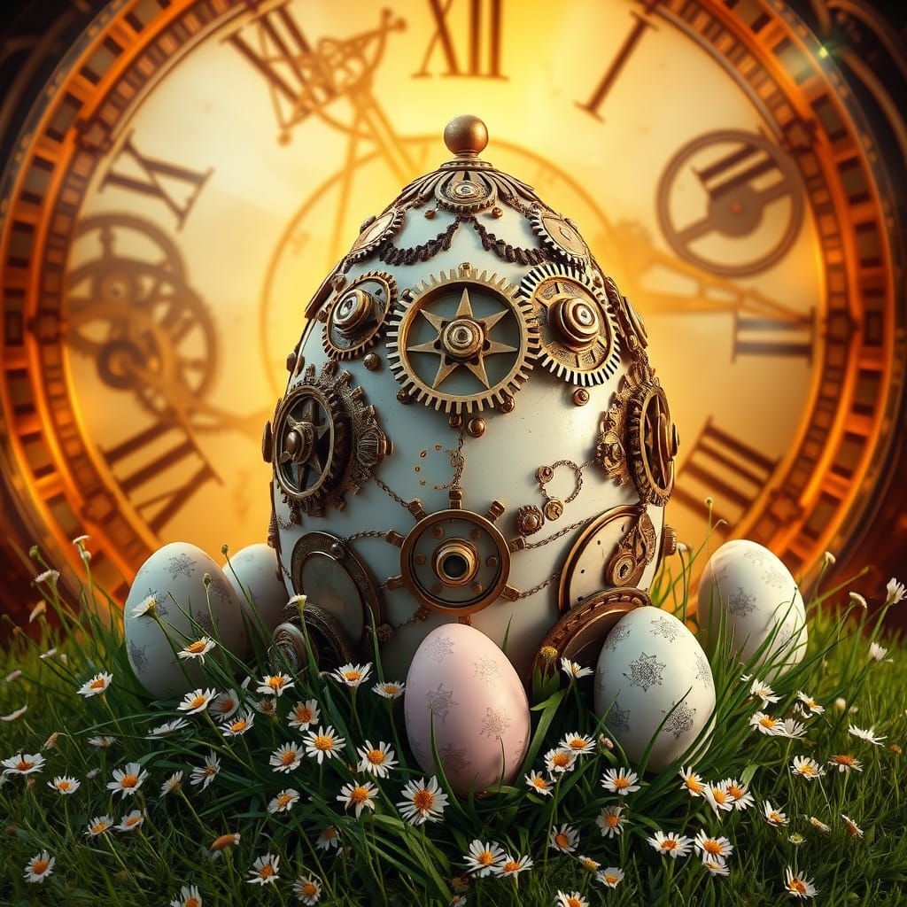 Steampunk Egg Wonders: A Fantastical Clockwork Celebration
