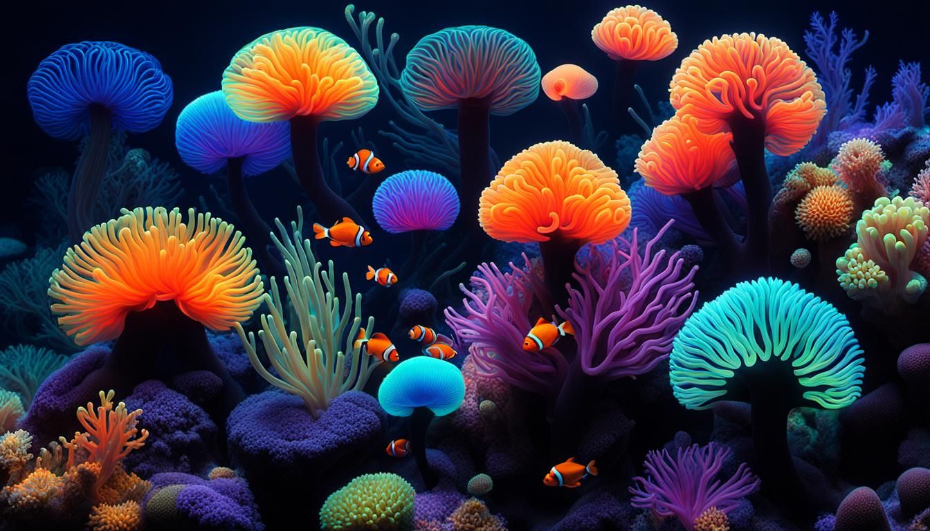 Bioluminescent Coral Reef in Dark Fantasy Style