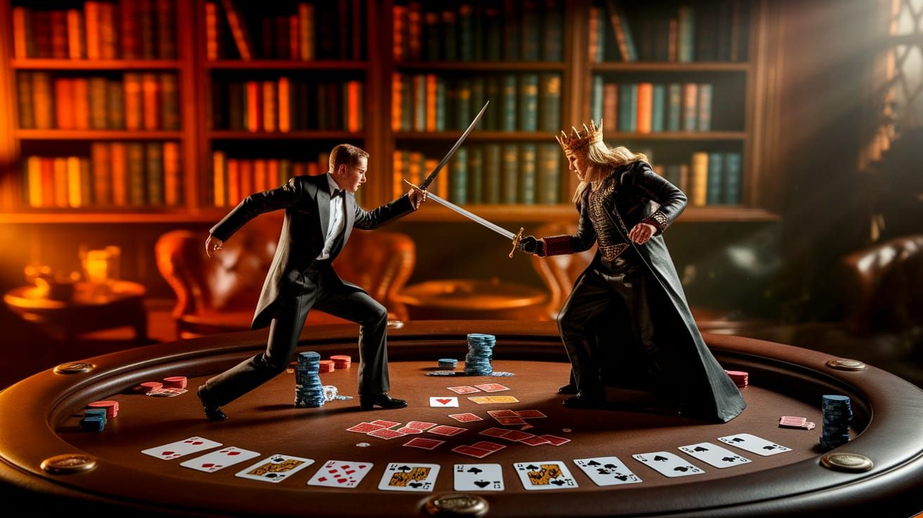 Jack of Diamonds vs King of Spades Sword Fight on Poker Tabl...
