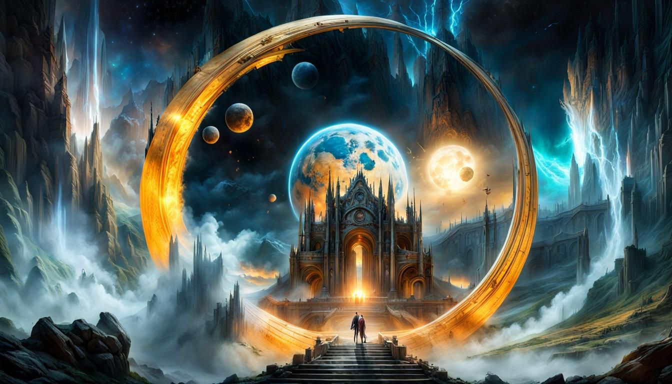 Spectacular Portal to a Golden Galaxy