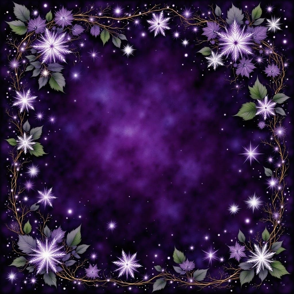 Velvet Snowflakes and Leaves in Digital Art