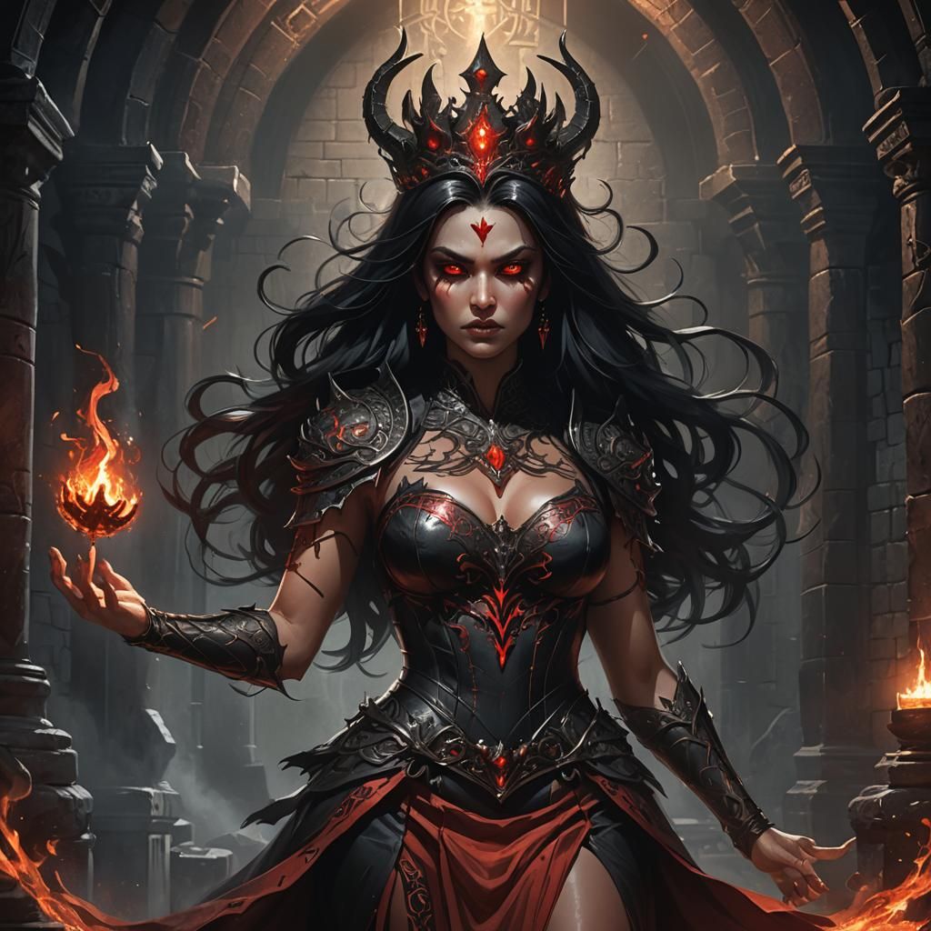 Ember-Eyed Demon Queen Performing Magic