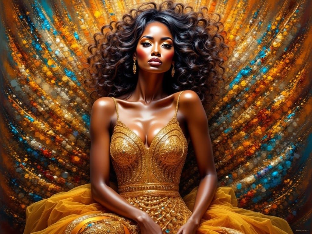 Golden Goddess of Africa in Elegant Gown