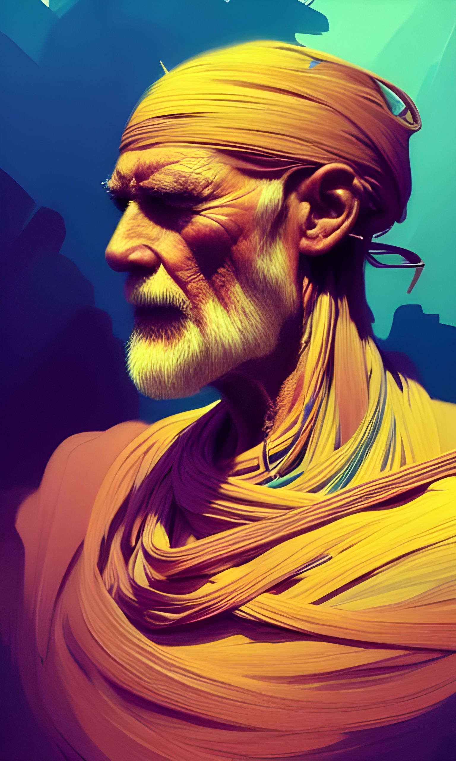 Colorful Rope Man Portrait in Hyperdetailed Style