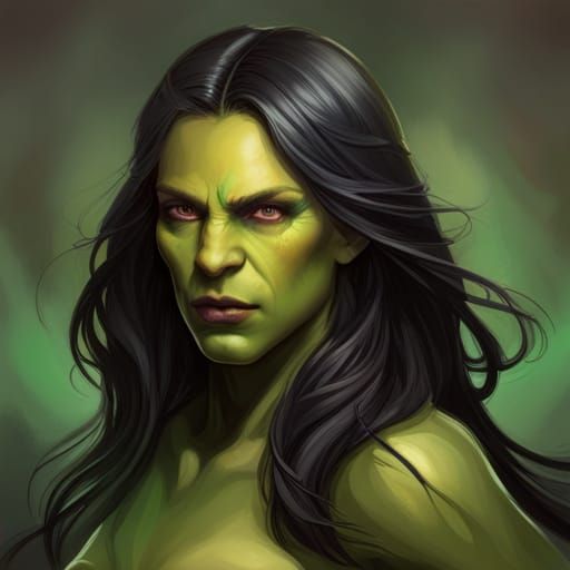 Realistic Female Orc Portrait in Hyperdetailed Style
