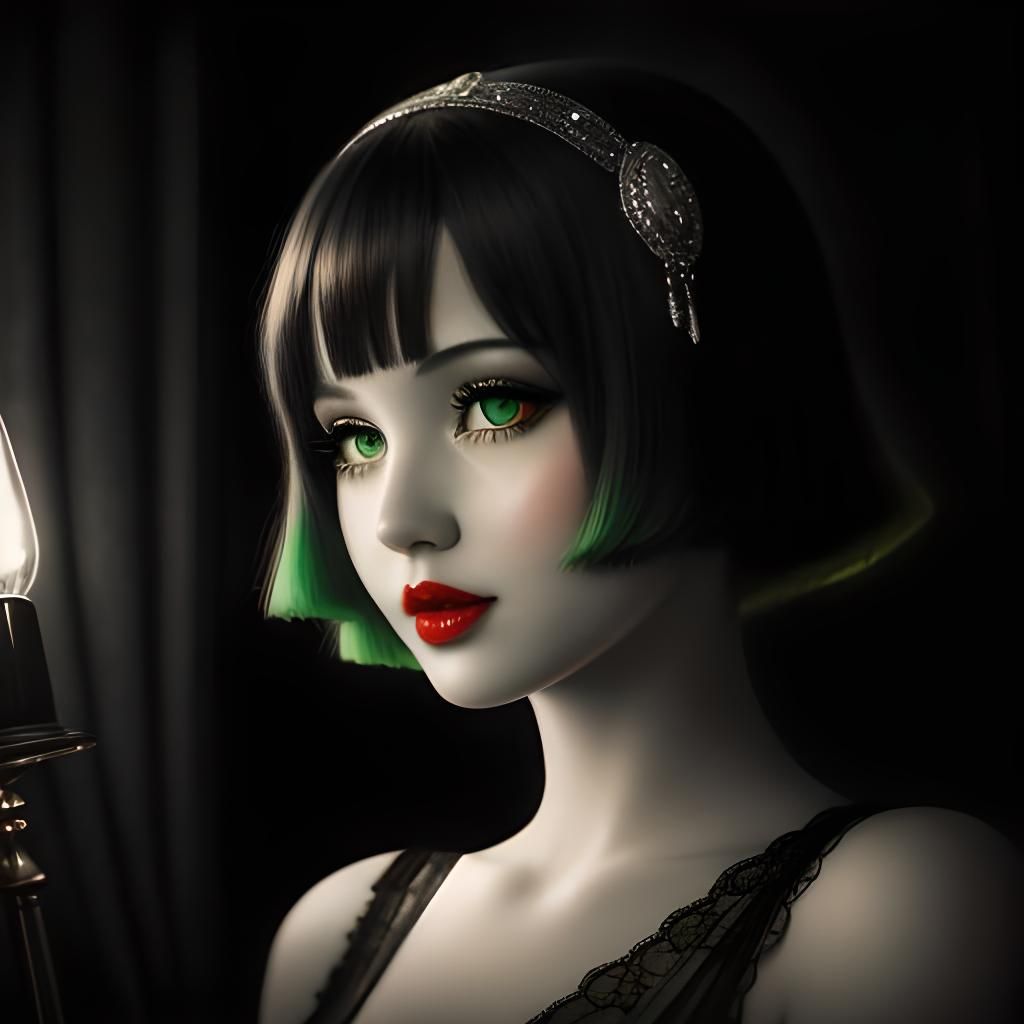 1920s Flapper in Speakeasy: Charcoal and Chalk Art