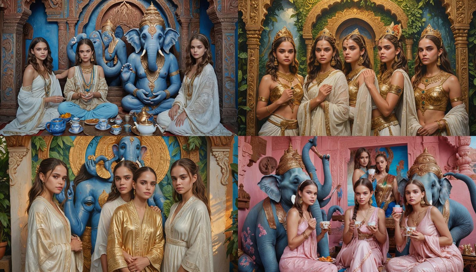 Goddesses at Ganesha's House: Impasto Acrylic Painting